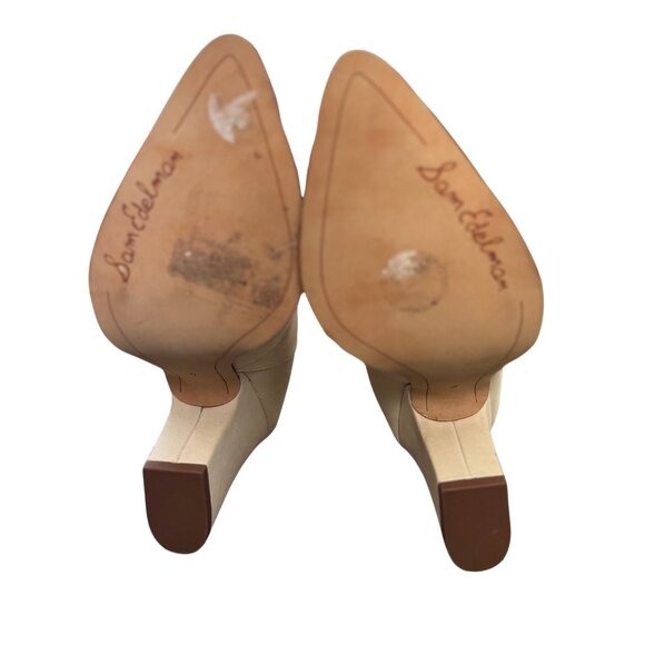 Sam Edelman Niomie Leather Western Booties Ivory Cream 3.5" Heel Size 7 - Picture 8 of 8